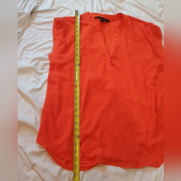 New Cynthia Steffe Vibrant Orange V-neck Cap Sleeve Hi-Lo Dressy Blouse Size Lg - Picture 8 of 8